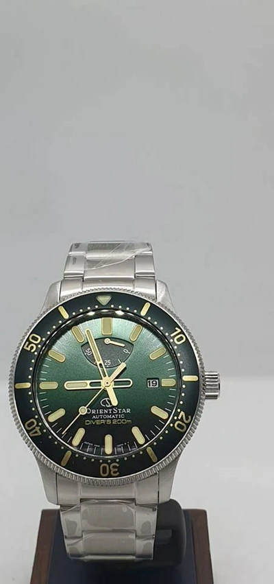 Pre-owned Orient Star Re-au0307e Diver 200m Green Sapphire Crystal Extra Strap Japan Made