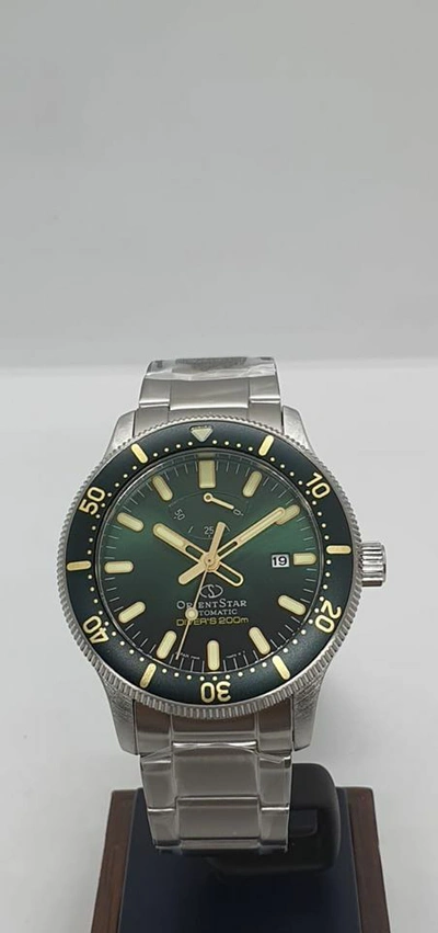 Pre-owned Orient Star Re-au0307e Diver 200m Green Sapphire Crystal Extra Strap Japan Made