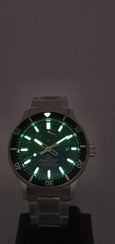 Pre-owned Orient Star Re-au0307e Diver 200m Green Sapphire Crystal Extra Strap Japan Made