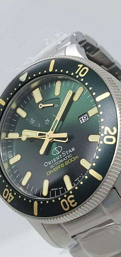 Pre-owned Orient Star Re-au0307e Diver 200m Green Sapphire Crystal Extra Strap Japan Made