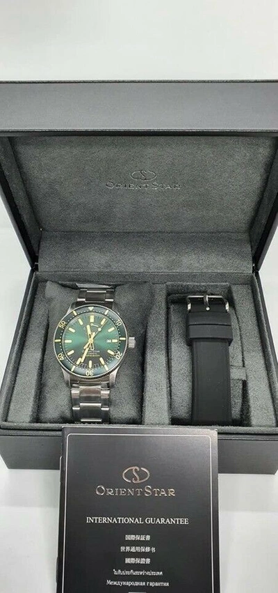 Pre-owned Orient Star Re-au0307e Diver 200m Green Sapphire Crystal Extra Strap Japan Made