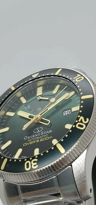 Pre-owned Orient Star Re-au0307e Diver 200m Green Sapphire Crystal Extra Strap Japan Made