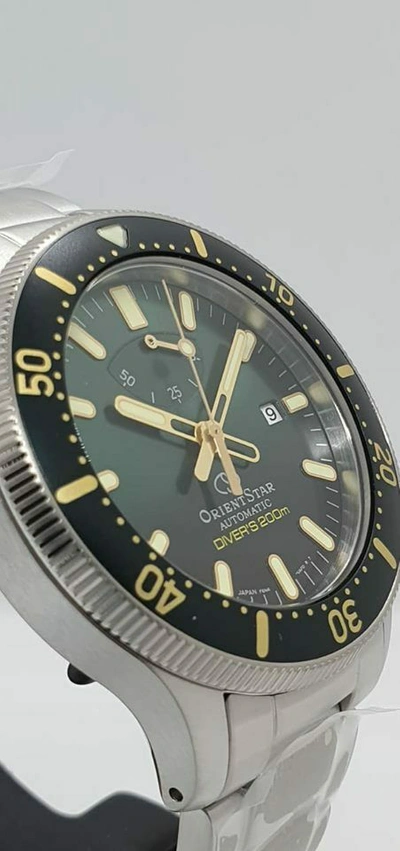 Pre-owned Orient Star Re-au0307e Diver 200m Green Sapphire Crystal Extra Strap Japan Made