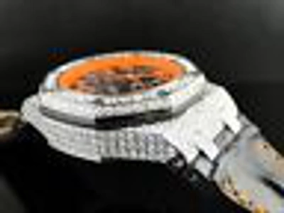 Pre-owned Audemars Piguet Custom Mens  Royal Oak Offshore Volcano Diamond Watch 12 Ct