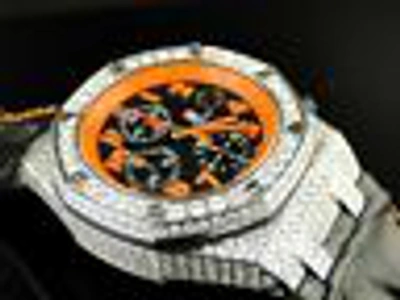 Pre-owned Audemars Piguet Custom Mens  Royal Oak Offshore Volcano Diamond Watch 12 Ct