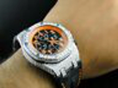 Pre-owned Audemars Piguet Custom Mens  Royal Oak Offshore Volcano Diamond Watch 12 Ct