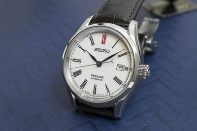 Pre-owned Seiko Spb095j1 Presage Automatic Arita Porcelain Dial Brown Leather Men's Watch