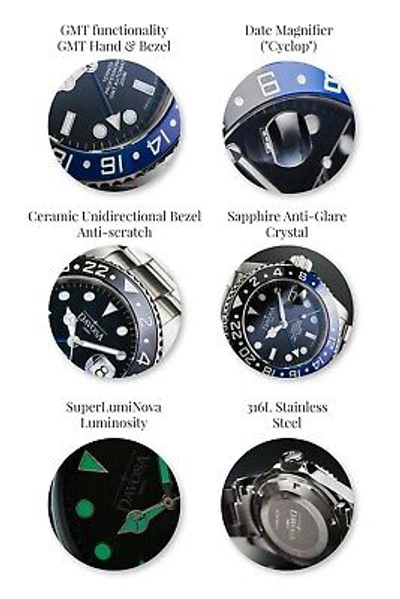 Pre-owned Davosa Swiss Ternos Batman Professional Tt Gmt 16157145 Automatic Men's Watch