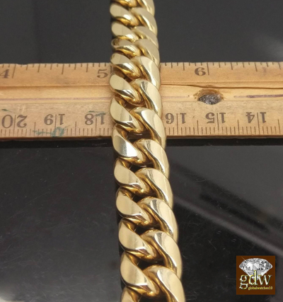 Pre-owned Globalwatches10 Real 10k Miami Cuban Chain Necklace 8mm 20" 22" 24" 26" 28" 30" Yellow Gold