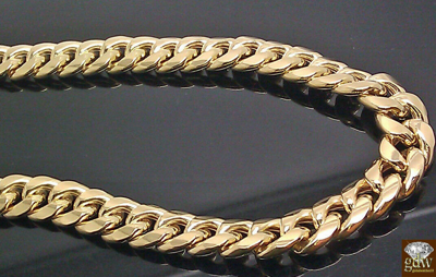 Pre-owned Globalwatches10 Real 10k Miami Cuban Chain Necklace 8mm 20" 22" 24" 26" 28" 30" Yellow Gold