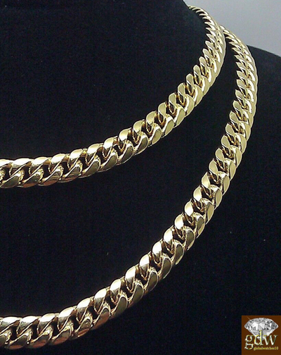 Pre-owned Globalwatches10 Real 10k Miami Cuban Chain Necklace 8mm 20" 22" 24" 26" 28" 30" Yellow Gold