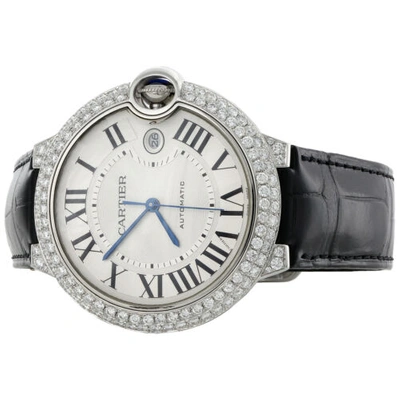 Pre-owned Cartier Ballon Bleu De  42mm Silver Dial Diamond Watch Ref. W69016z4 3.50 Ct. In White