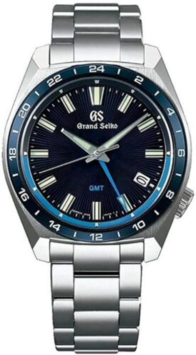 Pre-owned Grand Seiko Sport Collection Sbgn021 Gmt Watch 9f86 Ceramic Bezel Blue Dial