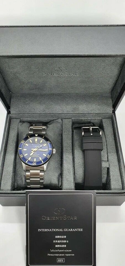 Pre-owned Orient Star Re-au0304l Limited Edition Blue Sapphire Extra Strap Japan Made