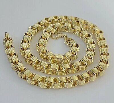 Pre-owned My Elite Jeweler Real 10k Gold Byzantine Chain Mens Necklace 11mm 22"-30" 10kt Yellow Gold ,thick
