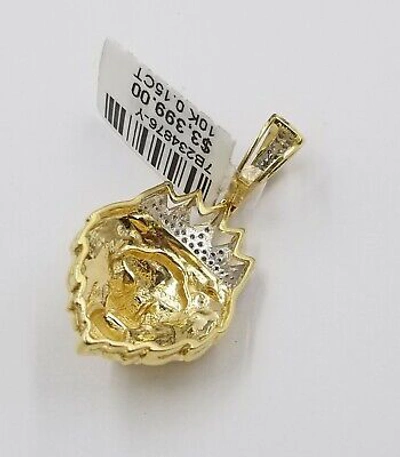 Pre-owned Globalwatches10 Real 10k Gold & Diamond Lion Head Charm 3mm Rope Chain 24 Inch Men's Women
