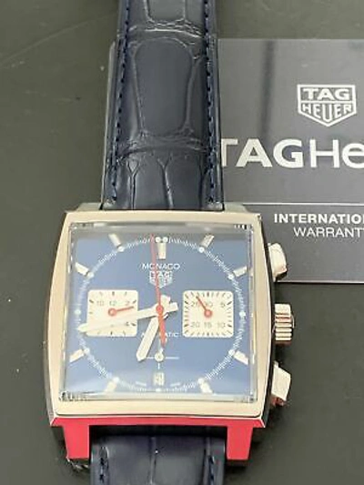 Pre-owned Tag Heuer Monaco 02 Leather Strap Watch 39mm