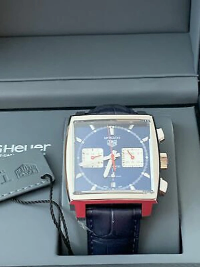 Pre-owned Tag Heuer Monaco 02 Leather Strap Watch 39mm