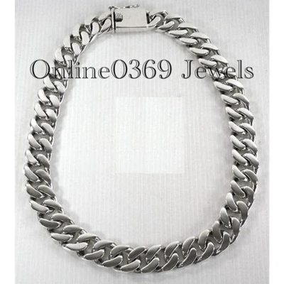 Pre-owned Online0369 Men's 20 Mm X 24" Solid Sterling Silver Cuban Necklace In 14k White Gold Plated