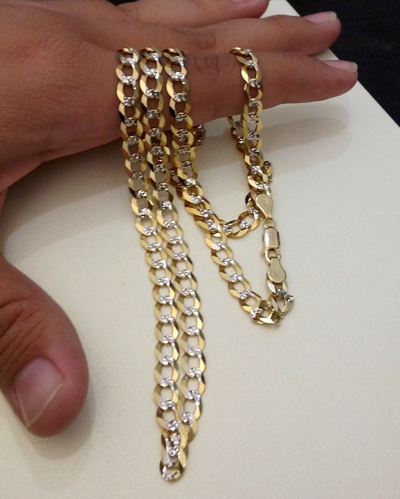 Pre-owned Link Italian Womens Men 14k Heavy Cuban  Diamond Cut Chain Neckalce Lobster Clasp