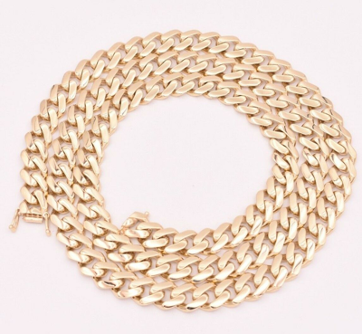 Pre-owned Bayam 9mm Mens Miami Cuban Royal Link Chain Necklace Box Clasp Real 10k Yellow Gold In 20"
