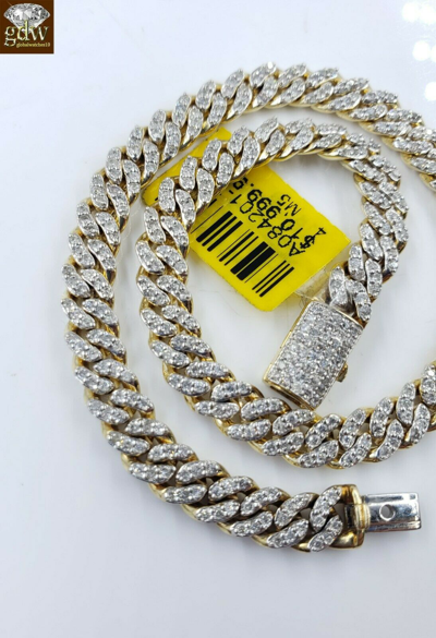Pre-owned Globalwatches10 Miami Cuban Link Diamond 10k Bracelet Link Yellow Gold Box Clasp Seven .five " In White