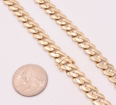 Pre-owned Bayam 9mm Mens Miami Cuban Royal Link Chain Necklace Box Clasp Real 10k Yellow Gold In 20"
