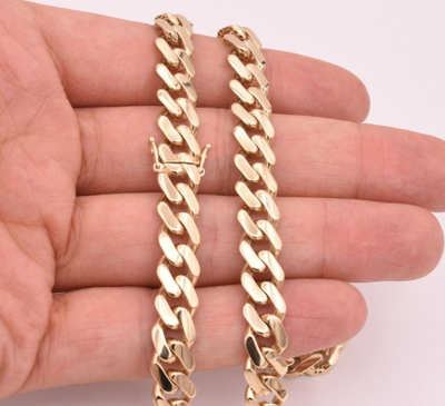Pre-owned Bayam 9mm Mens Miami Cuban Royal Link Chain Necklace Box Clasp Real 10k Yellow Gold In 20"