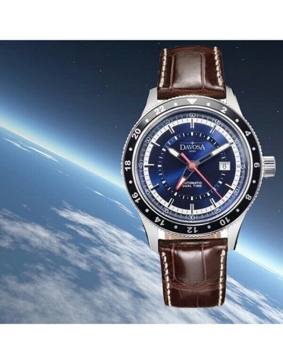 Pre-owned Davosa Mens Swiss Made Automatic Dual Time Watch Eta Movement 161.501.45