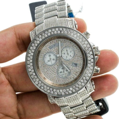 Pre-owned Joe Rodeo Men's Diamond Watch  Junior Jju36 19.25 Ct Fully Loaded Dial In White