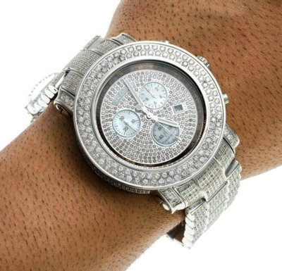 Pre-owned Joe Rodeo Men's Diamond Watch  Junior Jju36 19.25 Ct Fully Loaded Dial In White
