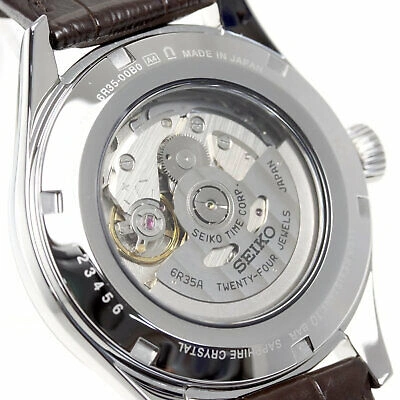 Pre-owned Seiko Presage Spb095j1 Automatic Arita Porcelain Dial Brown Leather Strap Watch In Misty Rose