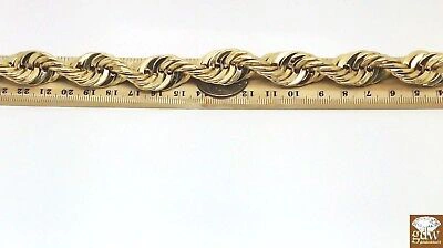 Pre-owned Globalwatches10 Real 10k Gold Rope Chain Necklace 24 Inch 15mm Lobster Lock Men's Authentic 10kt