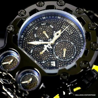 Pre-owned Invicta Bolt Magnum Tria 2.5 Ctw Black Diamond Steel Swiss Chrono 52mm Watch