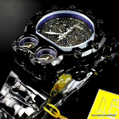 Pre-owned Invicta Bolt Magnum Tria 2.5 Ctw Black Diamond Steel Swiss Chrono 52mm Watch