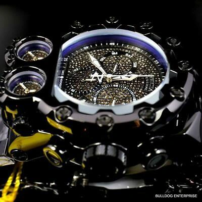 Pre-owned Invicta Bolt Magnum Tria 2.5 Ctw Black Diamond Steel Swiss Chrono 52mm Watch