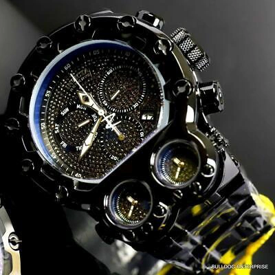 Pre-owned Invicta Bolt Magnum Tria 2.5 Ctw Black Diamond Steel Swiss Chrono 52mm Watch