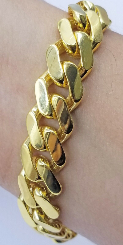 Pre-owned Globalwatches10 10k Gold Royal Miami Monaco Cuban Link 13.5mm Chain 24" Bracelet 8.5" In Chain And Bracelet Set