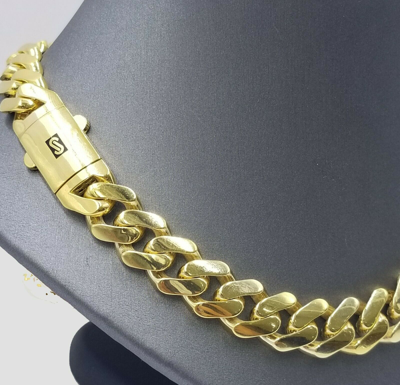 Pre-owned Globalwatches10 10k Gold Royal Miami Monaco Cuban Link 13.5mm Chain 24" Bracelet 8.5" In Chain And Bracelet Set