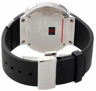 Pre-owned Gucci Diamond  I- Watch Mens Digital Ya114202 Black Rubber Band 2.50 Ct. In White