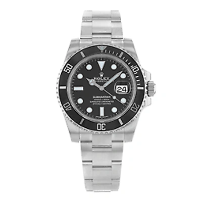 Pre-owned Rolex Submariner 116610ln 40mm Steel Ceramic Black Dial Full Stickers