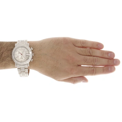 Pre-owned Gucci Mens Custom Diamond  101 Watch Ya101339 White Dial 44mm Chronograph 15 Ct
