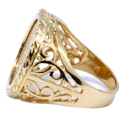 Pre-owned Navid Jewelry Inc 14k Yellow Gold Men's 1/10oz Fine Liberty Gold Coin Ring