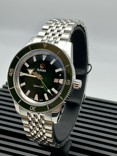 Pre-owned Rado Captain Cook Automatic Green Dial Stainless Men Watch R32505313