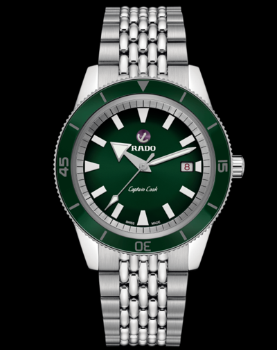 Pre-owned Rado Captain Cook Automatic Green Dial Stainless Men Watch R32505313