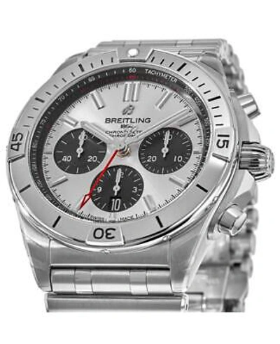 Pre-owned Breitling Chronomat B01 42 Silver Chronograph Men's Watch Ab0134101g1a1