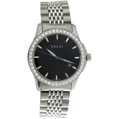 GUCCI Pre-owned Ya126402 Diamond Watch Black Dial G-timeless 38mm Stainless Steel 2 Ct. In White