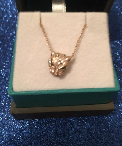 Pre-owned Effy 14k Rose Gold, Diamond & Tsavorite Panther Necklace By /$2,100