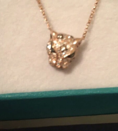 Pre-owned Effy 14k Rose Gold, Diamond & Tsavorite Panther Necklace By /$2,100