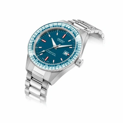 Pre-owned Jenny Je122001002 Men's Caribbean H.r.v. Blue Swiss Automatic Watch